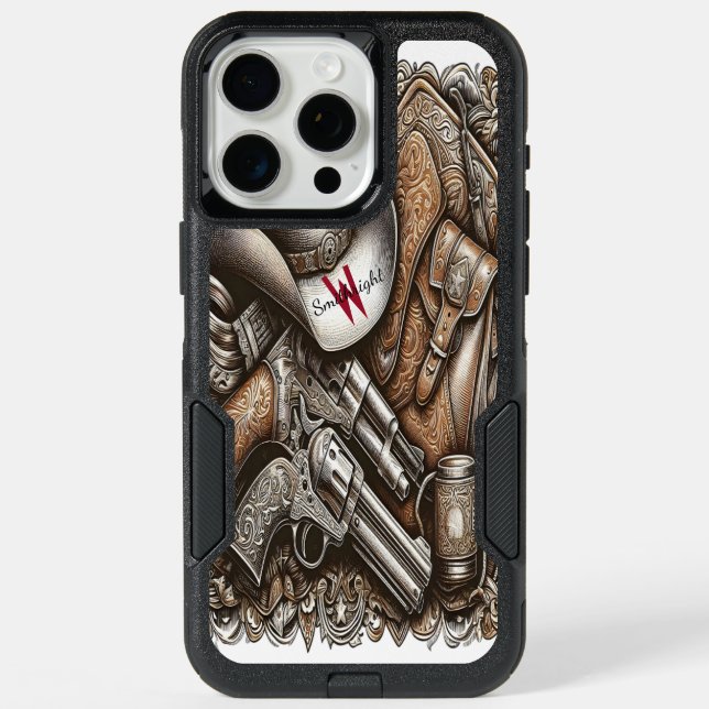 Wild West With Cowboy Hat and Guns Otterbox iPhone Case (Back)