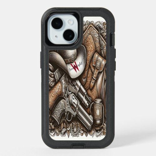 Wild West With Cowboy Hat and Guns iPhone 15 Case