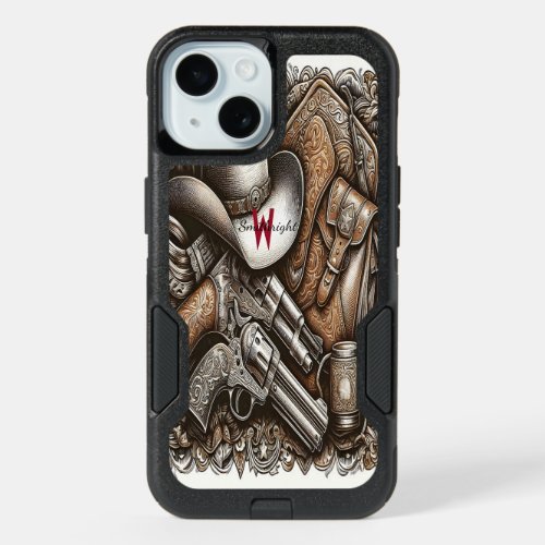 Wild West With Cowboy Hat and Guns iPhone 15 Case