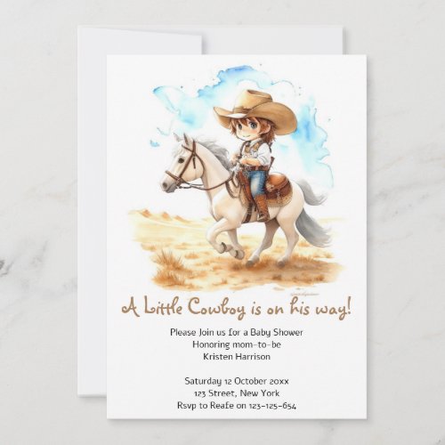 Wild West Wonders Cowboy Baby Shower Invitation