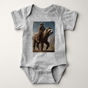 "Wild West Wonders: Cowboy Riding a Sloth Horse" Baby Bodysuit