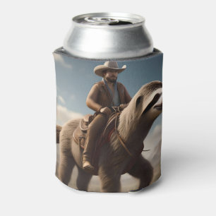 "Wild West Wonders: Cowboy Riding a Sloth Horse" Can Cooler