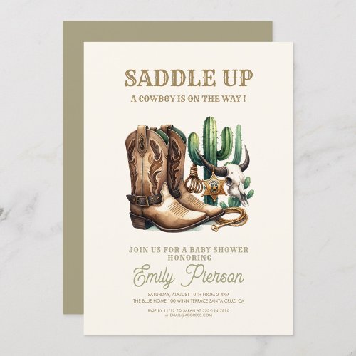 Wild Western Cactus Girl Baby Shower  Invitation