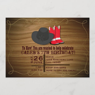 Wild Western Country Rope Boots & Hat Invitation