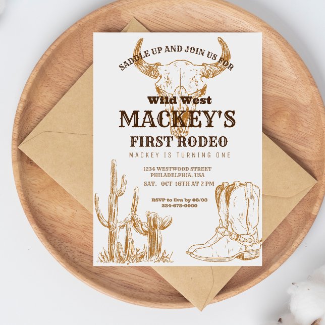 Wild Western First Rodeo Birthday Party Invitation (Creator Uploaded)