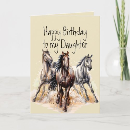 Wild Western Horses Birthday Daughter Animal  Card