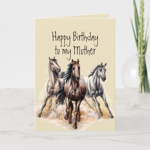 Wild Western Horses Birthday Mother Animal  Card
