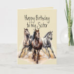 Wild Western Horses Birthday Sister Farm Animal Card<br><div class="desc">Wild Western Horses Birthday Sister Farm Animal  Things you enjoy for the one who loves Horses</div>