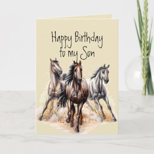 Wild Western Horses Birthday Son Animal  Card