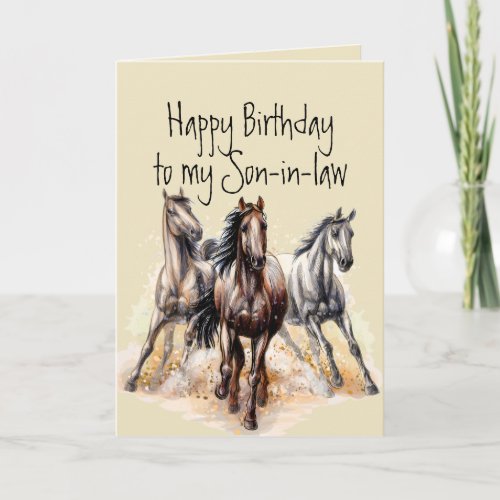 Wild Western Horses Birthday Son_in_law Animal Card