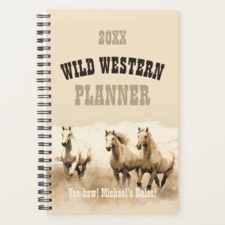Wild Western! Horses. Editable men's gift Planner