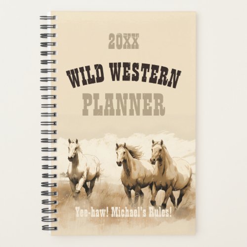 Wild Western Horses Editable mens gift Planner