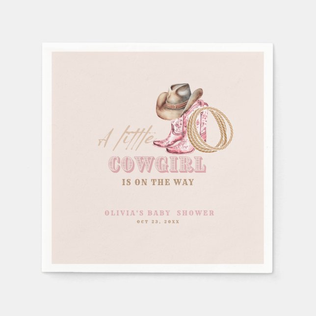 Wild Western Little Cowgirl Baby Shower Party   Napkins (Front)