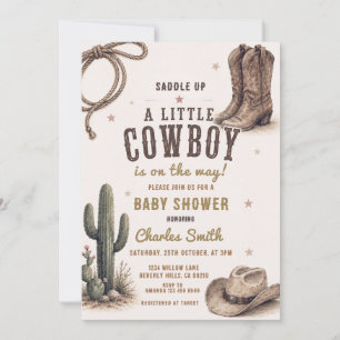 Wild Western Rodeo Cowboy Baby Shower Invitation