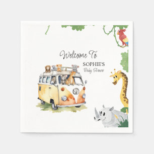 Wild Wheels Safari Animal Baby Shower Camper Van Napkins