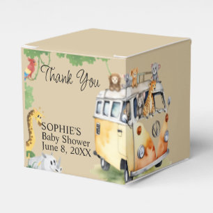 Wild Wheels Safari Animal Camper Van Baby Shower Favor Boxes