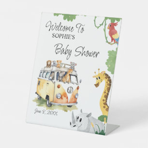 Wild Wheels Safari Animal Camper Van Welcome  Pedestal Sign