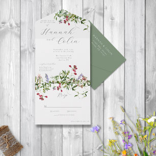 Wild Whimsical Blooms & Greenery All In One Invitation