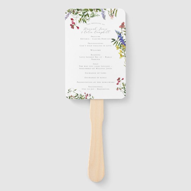 Wild Whimsical Blooms & Greenery Hand Fan (Front)