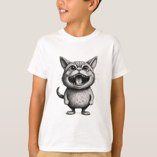 “Wild Whiskers – Crazy Cartoon Cat T-Shirt by Ink
