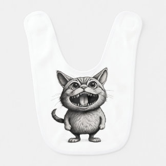 “Wild Whiskers – Crazy Cartoon Cat T-Shirt by Ink Baby Bib