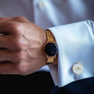 Wild White Daisy Blue Cufflinks
