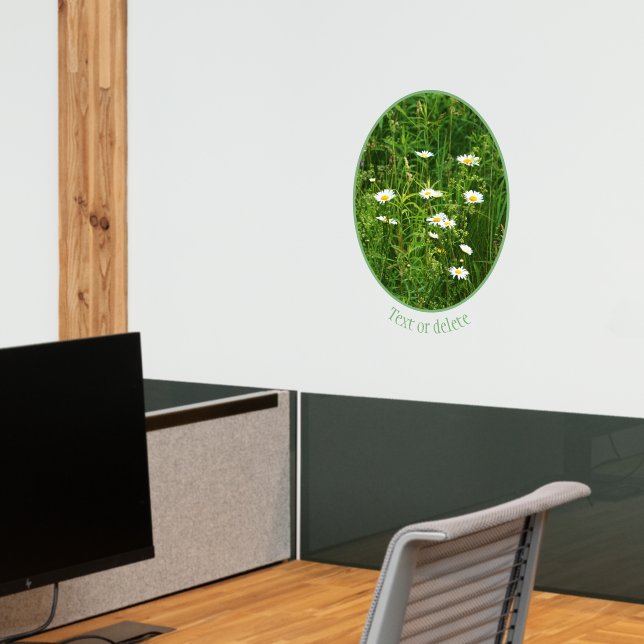 Wild White Daisy Flowers In Field Personalized  Wall Decal (Office 2)