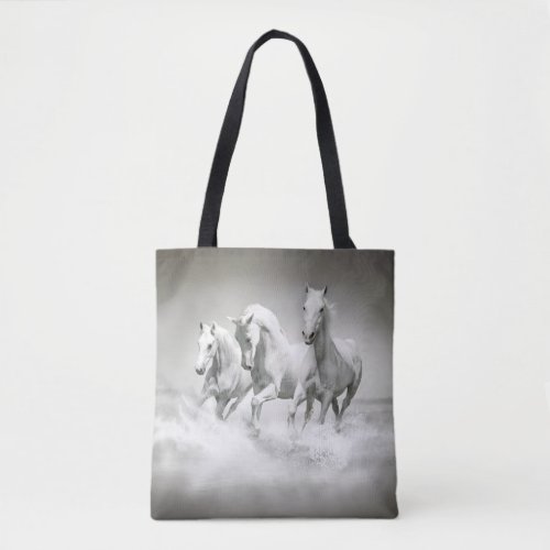 Wild White Horses All_Over_Print Tote Bag
