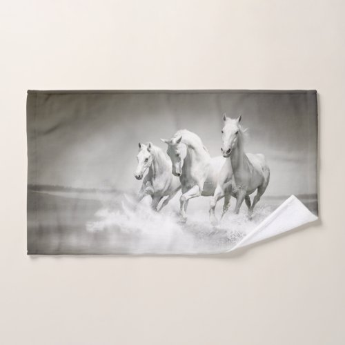 Wild White Horses Hand Towel