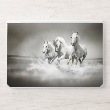 Wild White Horses Hp Laptop Skin by FantasyCases at Zazzle
