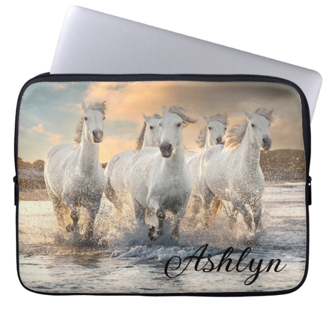 Wild White Horses  Laptop Sleeve (Front)