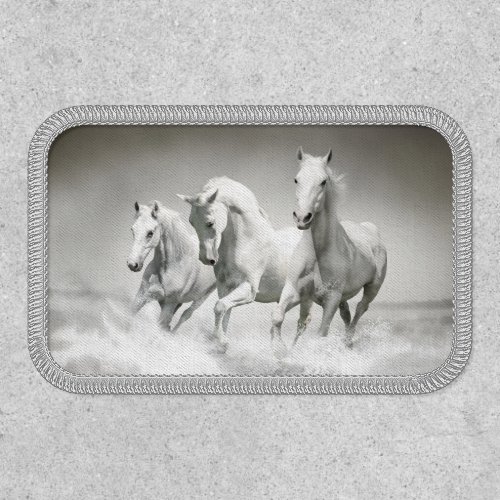 Wild White Horses Rectangle Patch