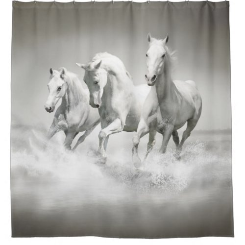 Wild White Horses Shower Curtain