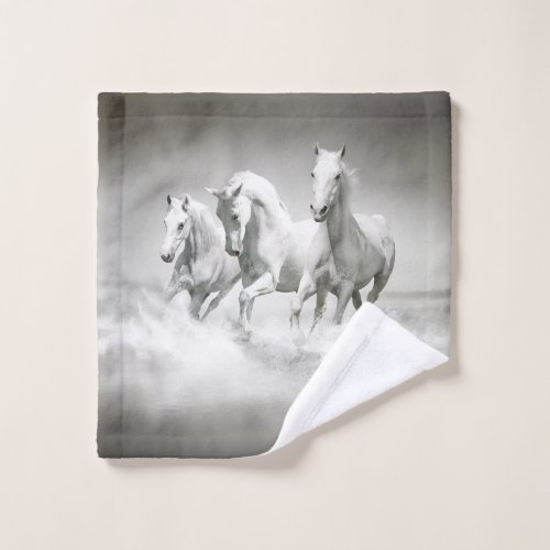 Wild White Horses Wash Cloth