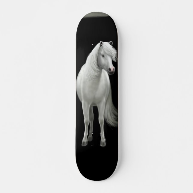 Wild White Mustang Skateboard Deck (Front)