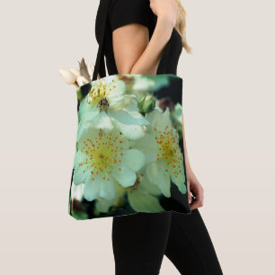 Wild White Rambling Roses Close Up  Tote Bag