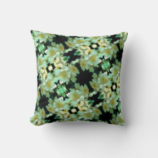Wild White Rambling Roses Floral Pattern Throw Pillow