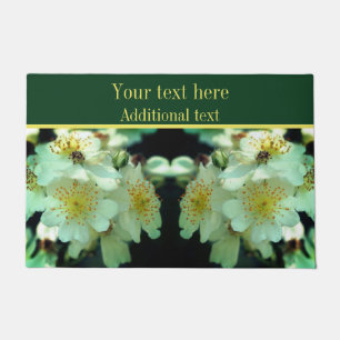 Wild White Rambling Roses Flower Personalized Doormat