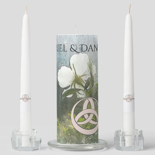 Wild White Rose Triquetra Handfasting  Ste Unity Candle Set