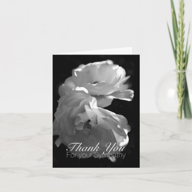Wild White Roses 1 Sympathy Thank You Note Card (Front)