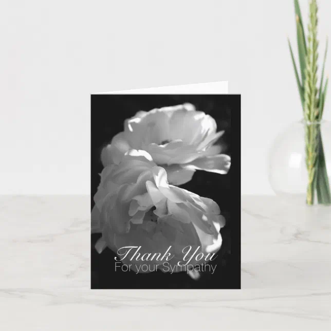 Wild White Roses 1 Sympathy Thank You Note Card | Zazzle