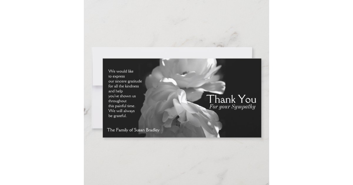Wild White Roses 2 Sympathy Thank You Card | Zazzle