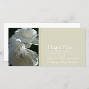 Wild White Roses 2 Sympathy Thank You Photo Card