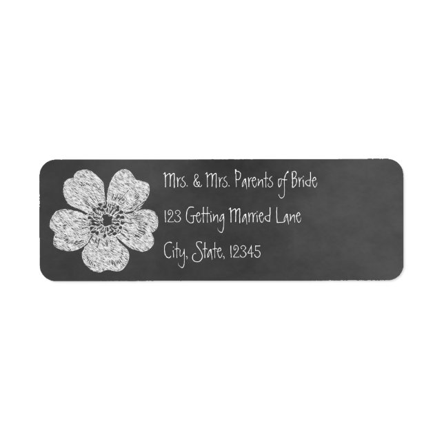 Wild White Roses Chalkboard Avery Label (Front)