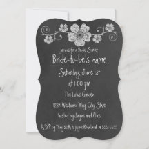 Wild White Roses Chalkboard Bridal Shower
