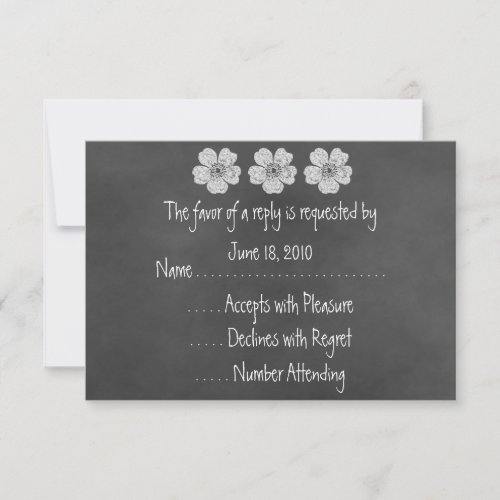 Wild White Roses Chalkboard RSVP Cards