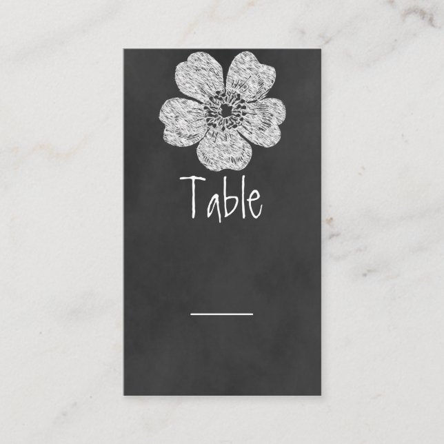 Wild White Roses Chalkboard Table Card (Front)