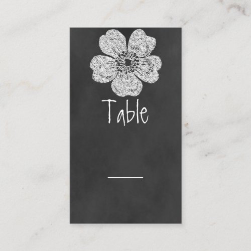 Wild White Roses Chalkboard Table Card