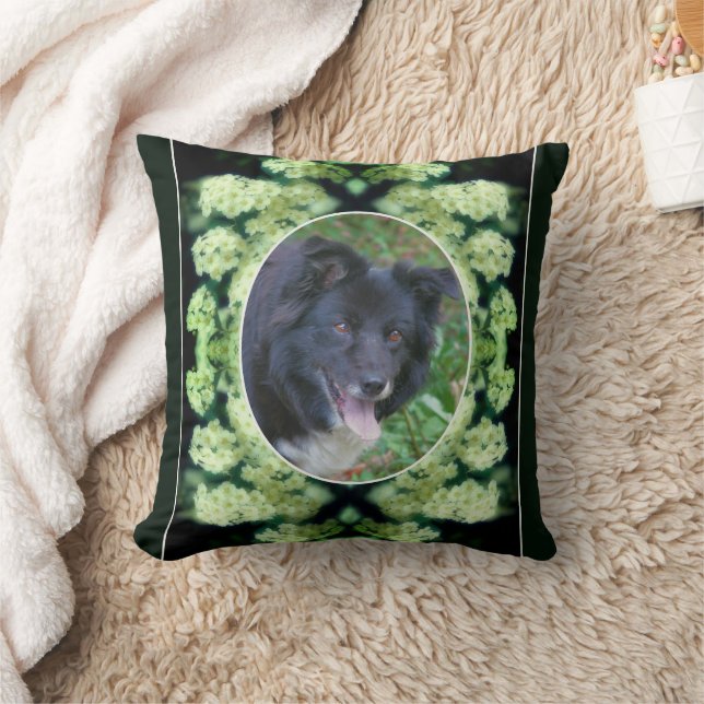 Wild White Roses Create Your Own Pet Photo Throw Pillow (Blanket)