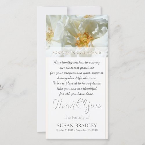 Wild White Roses Sympathy Thank you W  Photo card